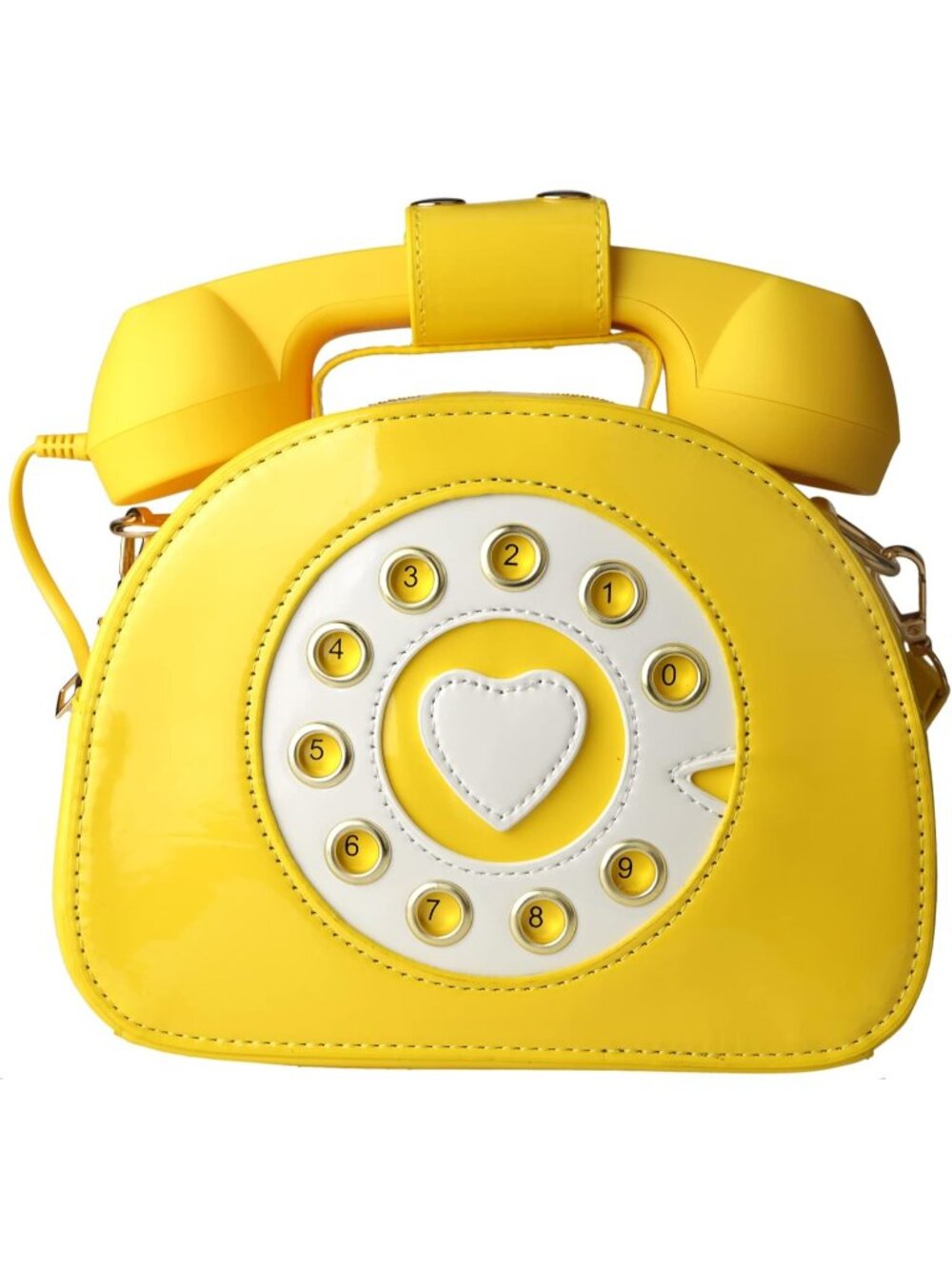 Women's Yellow Movable Microphone Retro Dial Telephone Crossbody Bags
